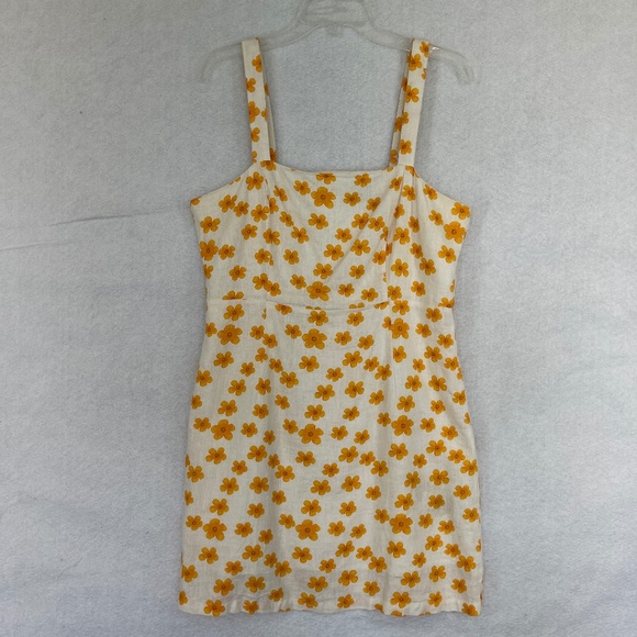 Forever 21 Sleeveless Summer Mini Dress Linen Blend Floral Lined Size L - Picture 1 of 10